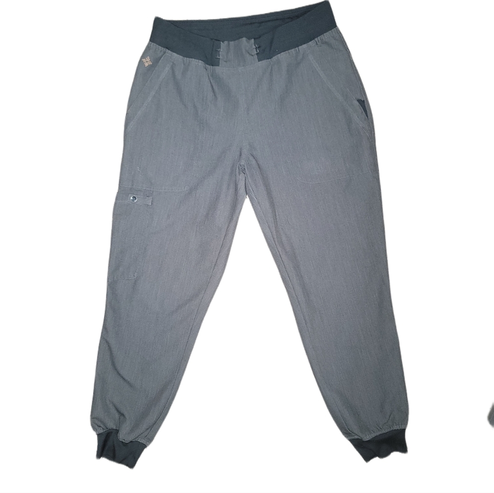 2 Pairs of MED COUTURE Pewter Color Scrub Pants
